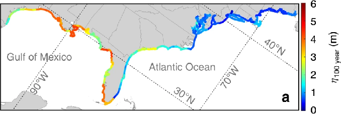 100 year coastal flooding - present day