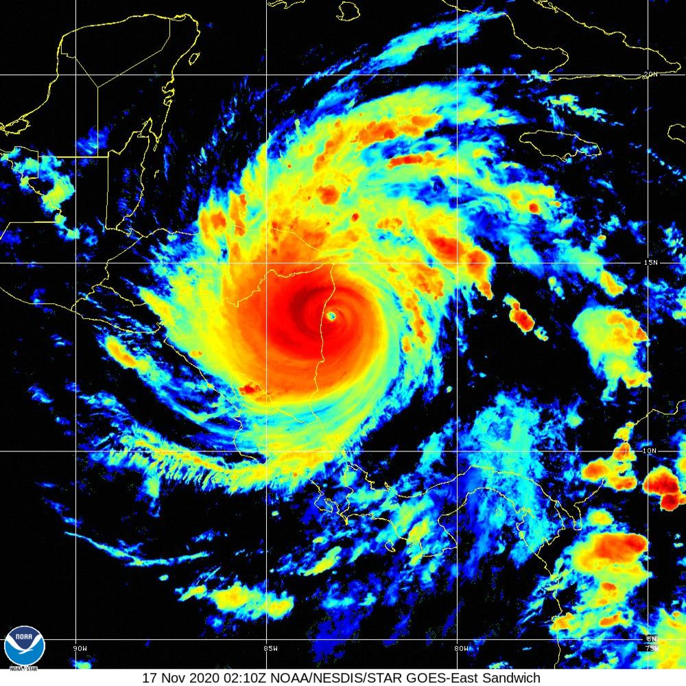 Hurricane Iota satellite image