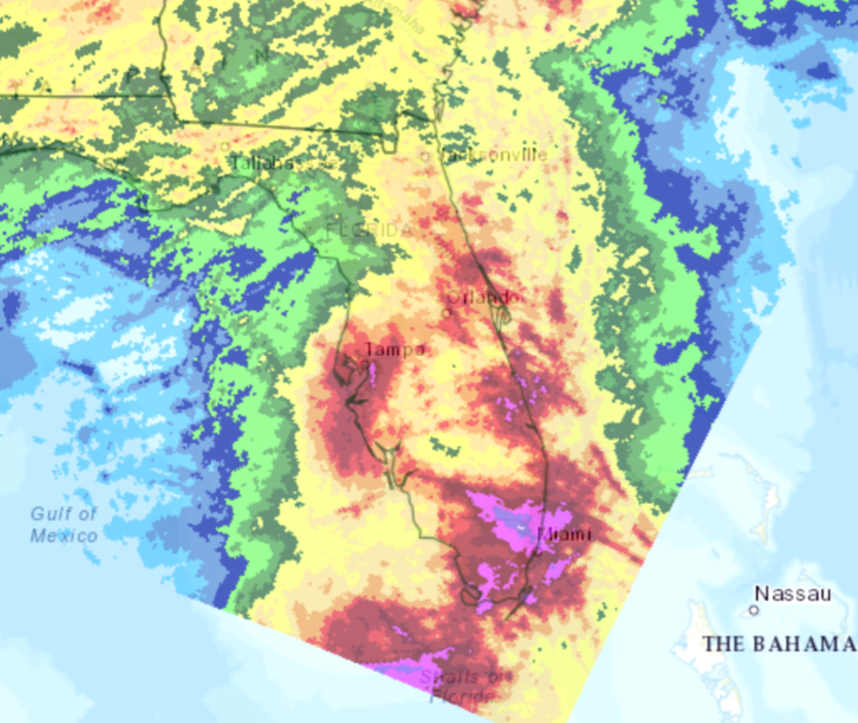 Tropial Storm Eta precipitation map