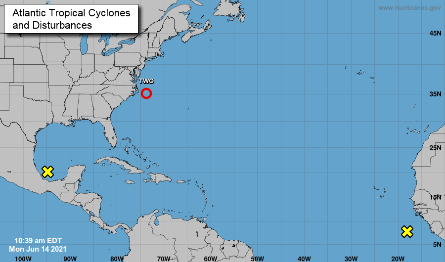 Atlantic tropical cyclones June 14, 2021