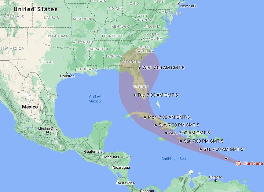 Hurricane Elsa map