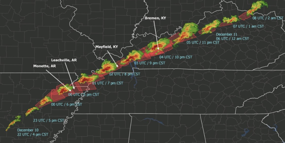 tornado track Dec. 10-11