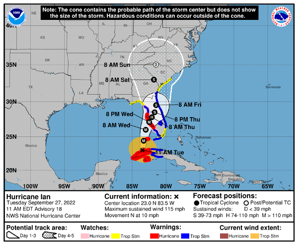 Ian forecast cone 9/27