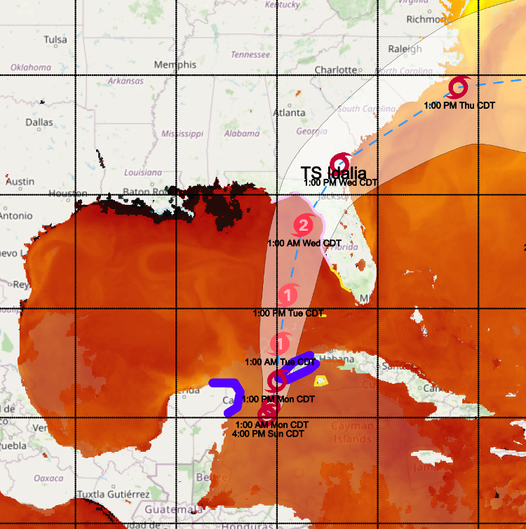 Idalia SSTs and projected storm track