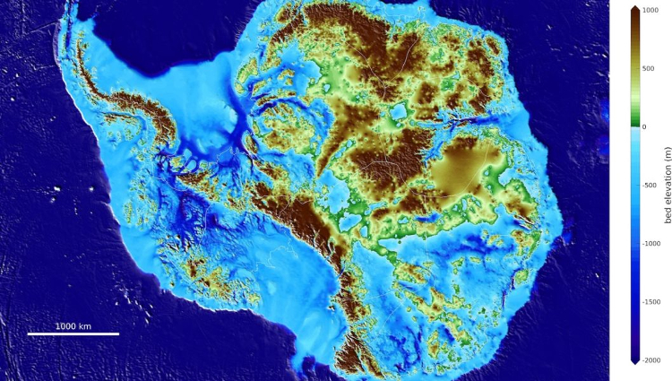 Map of Antarctica beneath the ice sheets