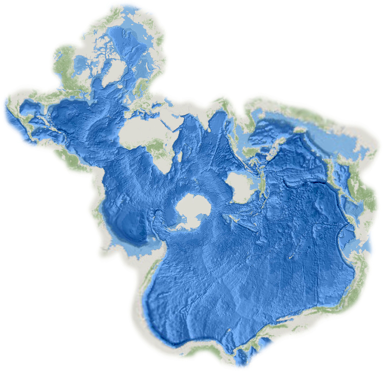 Spilhaus projection of the world's oceans