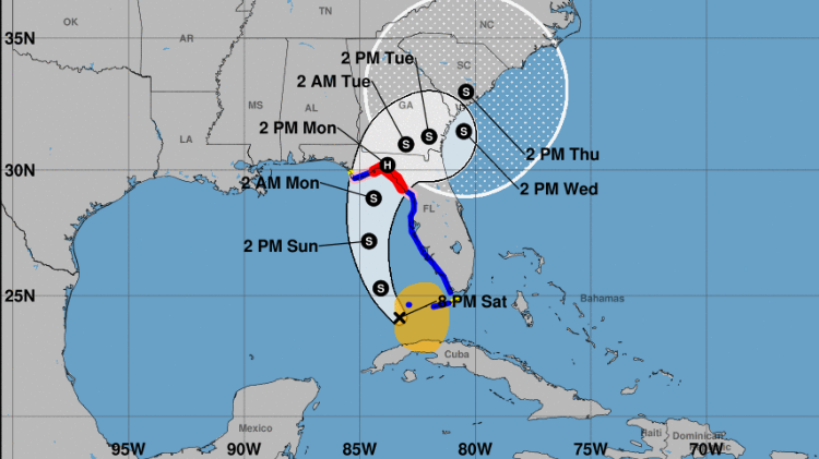 TS Debby path forecast August 3rd, 2024