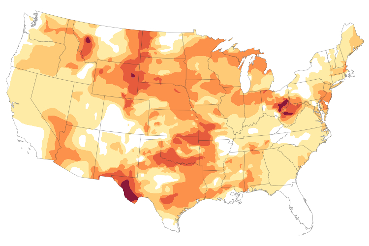 NASA/USDM drought map of the US 10/29/2024