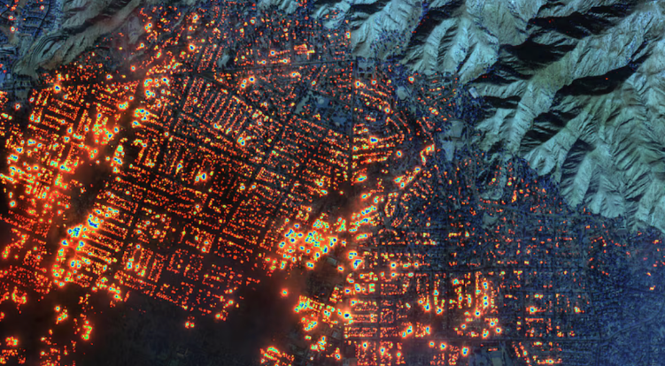 LA fire MAXAR satellite image