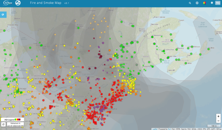 AirNow Fire and smoke Map example