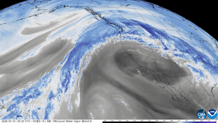 GOES-West view of heat dome and jet stream